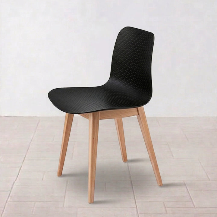 Modern Minimalist PP &amp; Beech Wood Dining Chair - Ergonomic Curved Back, Set Of 4