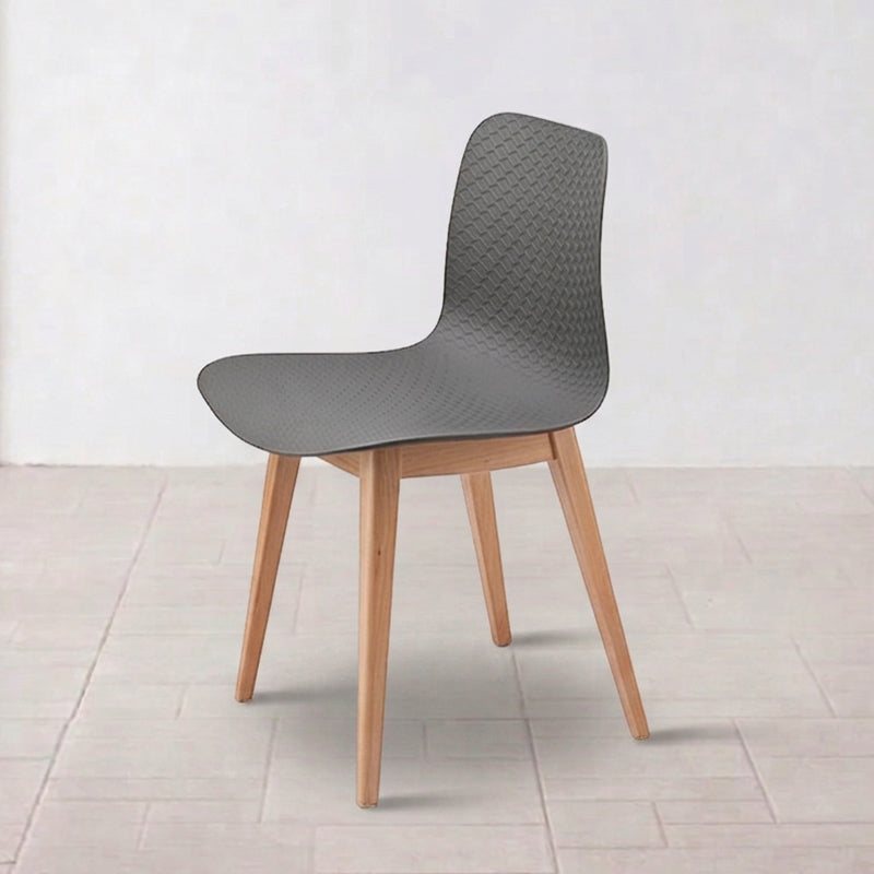 Modern Minimalist PP &amp; Beech Wood Dining Chair - Ergonomic Curved Back, Set Of 4