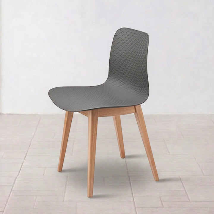 Modern Minimalist PP &amp; Beech Wood Dining Chair - Ergonomic Curved Back, Set Of 4