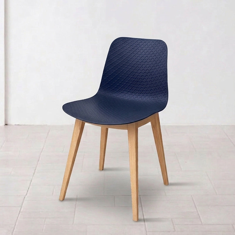 Modern Minimalist PP &amp; Beech Wood Dining Chair - Ergonomic Curved Back, Set Of 4