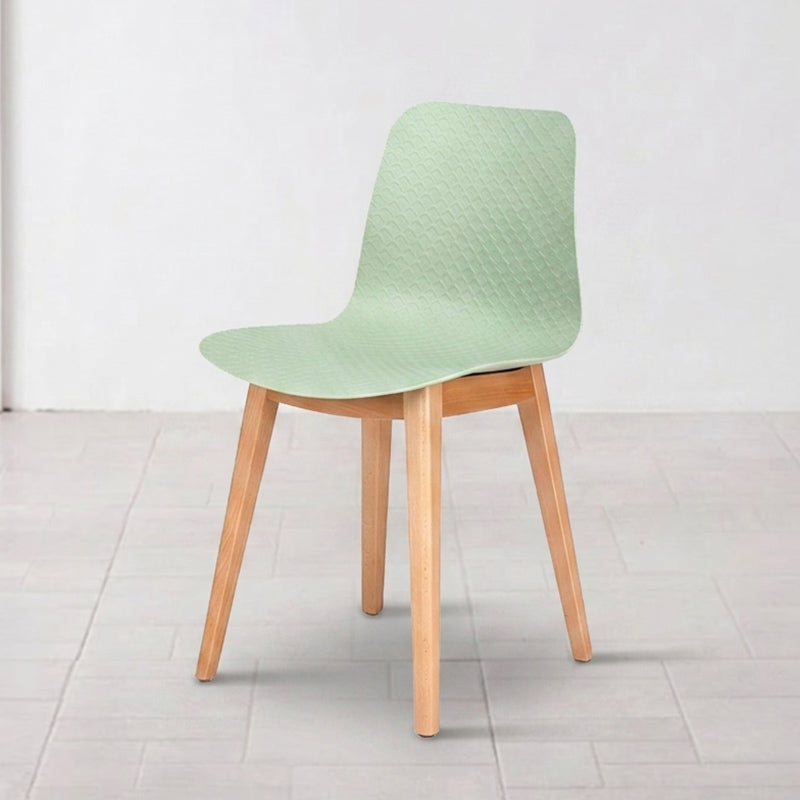 Modern Minimalist PP &amp; Beech Wood Dining Chair - Ergonomic Curved Back, Set Of 4