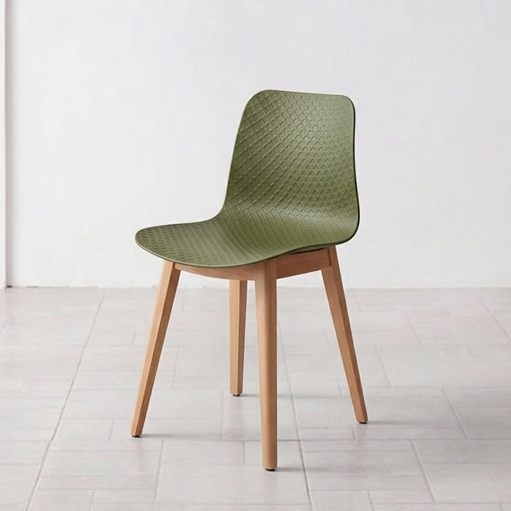 Modern Minimalist PP &amp; Beech Wood Dining Chair - Ergonomic Curved Back, Set Of 4
