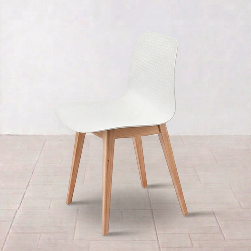 Modern Minimalist PP &amp; Beech Wood Dining Chair - Ergonomic Curved Back, Set Of 4
