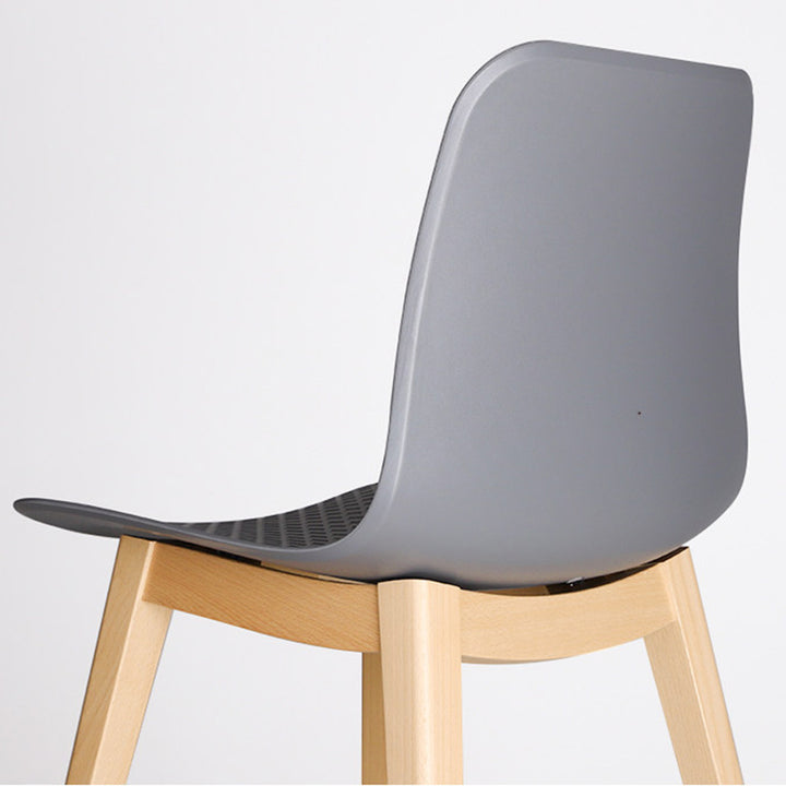 Modern Minimalist PP &amp; Beech Wood Dining Chair - Ergonomic Curved Back, Set Of 4
