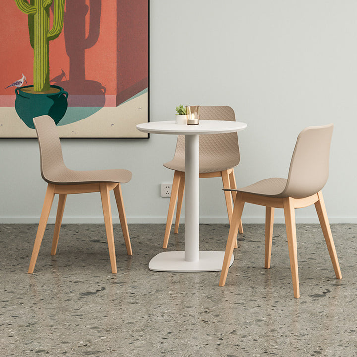 Modern Minimalist PP &amp; Beech Wood Dining Chair - Ergonomic Curved Back, Set Of 4