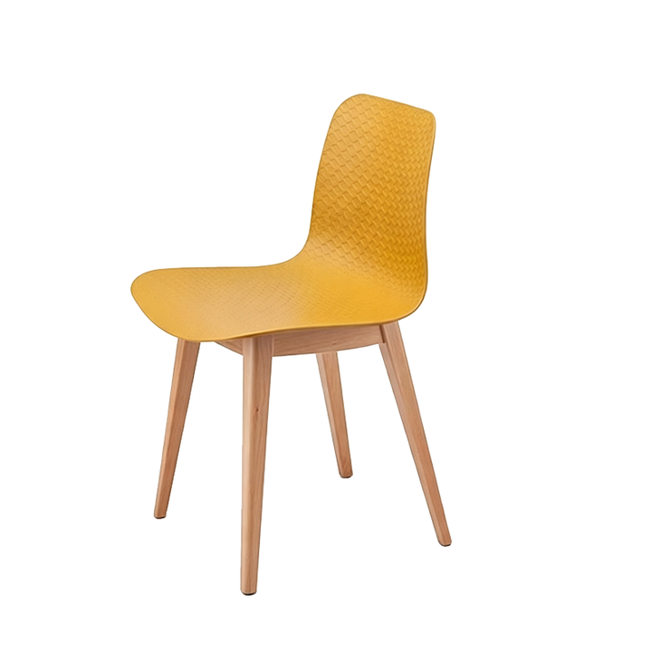 Modern Minimalist PP &amp; Beech Wood Dining Chair - Ergonomic Curved Back, Set Of 4