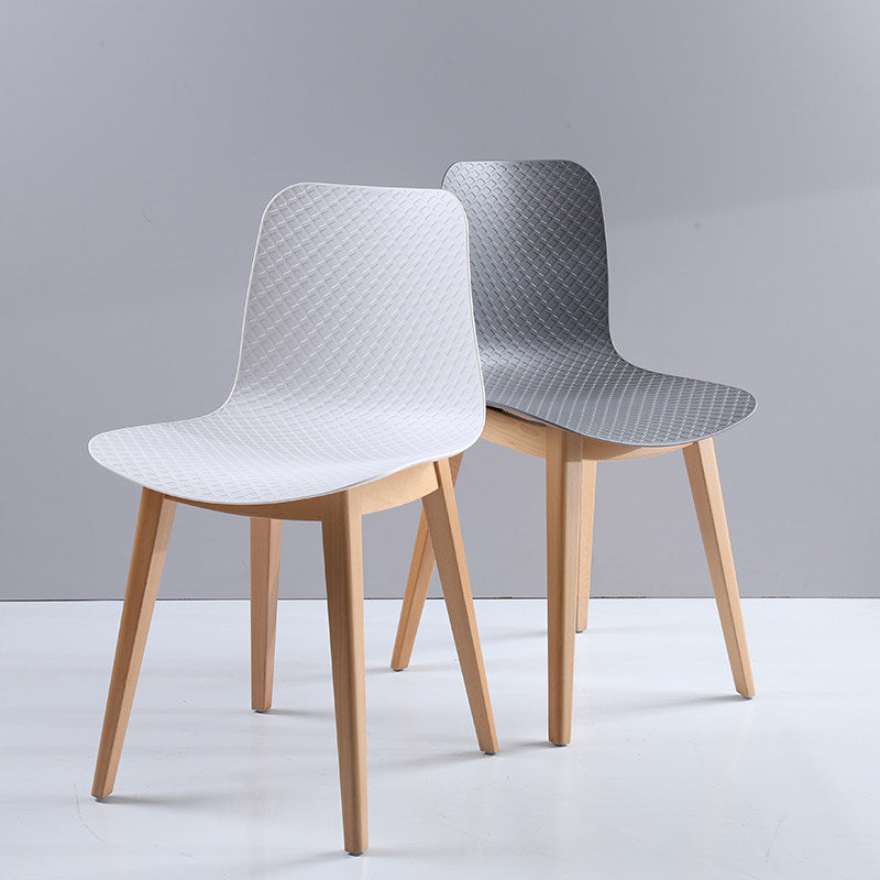 Modern Minimalist PP &amp; Beech Wood Dining Chair - Ergonomic Curved Back, Set Of 4