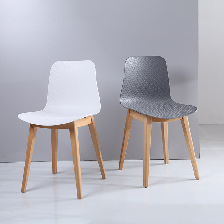 Modern Minimalist PP &amp; Beech Wood Dining Chair - Ergonomic Curved Back, Set Of 4