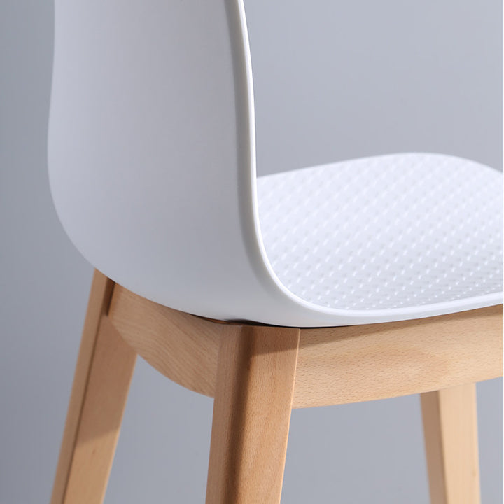 Modern Minimalist PP &amp; Beech Wood Dining Chair - Ergonomic Curved Back, Set Of 4