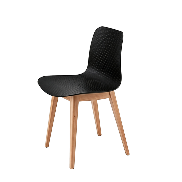 Modern Minimalist PP &amp; Beech Wood Dining Chair - Ergonomic Curved Back, Set Of 4