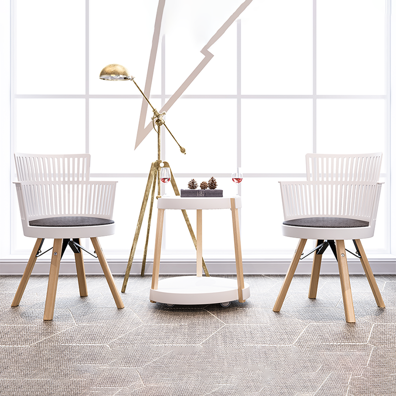Contemporary Nordic PP Iron &amp; Beech Wood Dining Chair With Slatted Back &amp; Round Upholstered Seat - Armchair For Dining Room, Kitchen &amp; Cafe