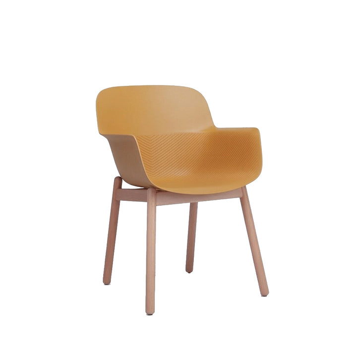 Contemporary Nordic PP &amp; Beech Wood Dining Chair With Ergonomic Curved Back &amp; Armrests - Modern Accent Chair For Dining Room, Kitchen &amp; Cafe
