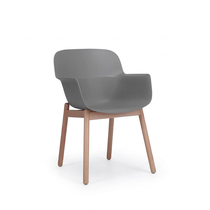 Contemporary Nordic PP &amp; Beech Wood Dining Chair With Ergonomic Curved Back &amp; Armrests - Modern Accent Chair For Dining Room, Kitchen &amp; Cafe