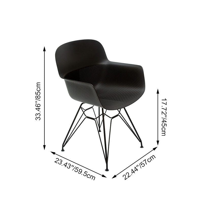 Modern Minimalist PP &amp; Steel Armrest Dining Chairs - Ergonomic Curved Back, Textured Seat, 4-Piece Set