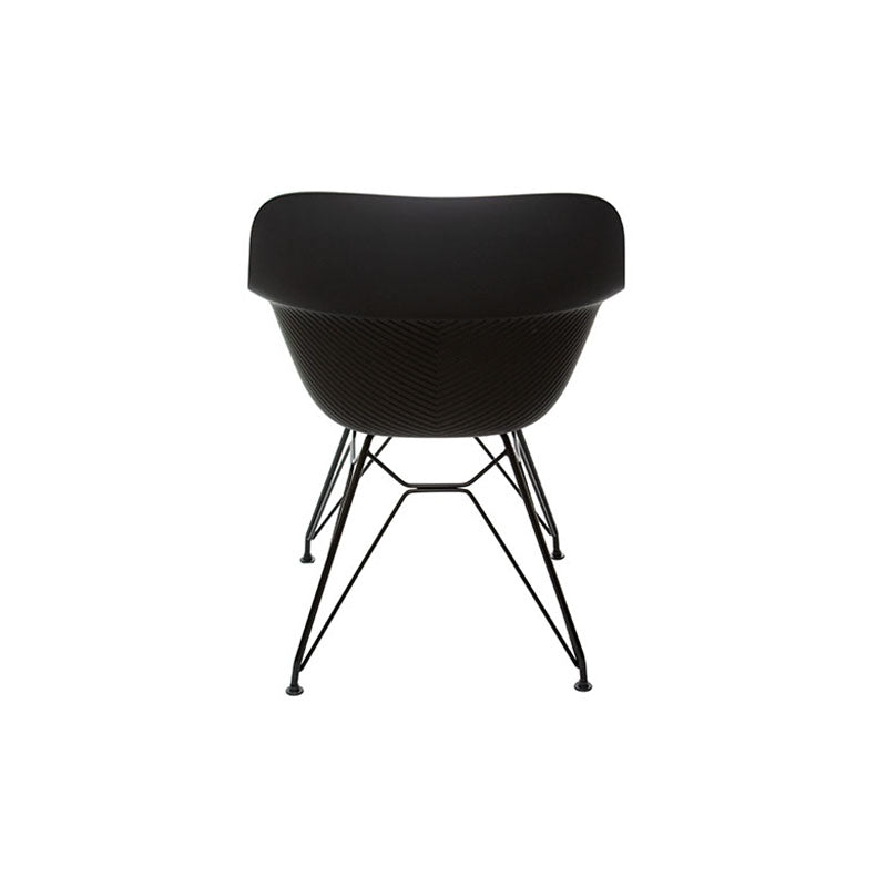 Modern Minimalist PP &amp; Steel Armrest Dining Chairs - Ergonomic Curved Back, Textured Seat, 4-Piece Set