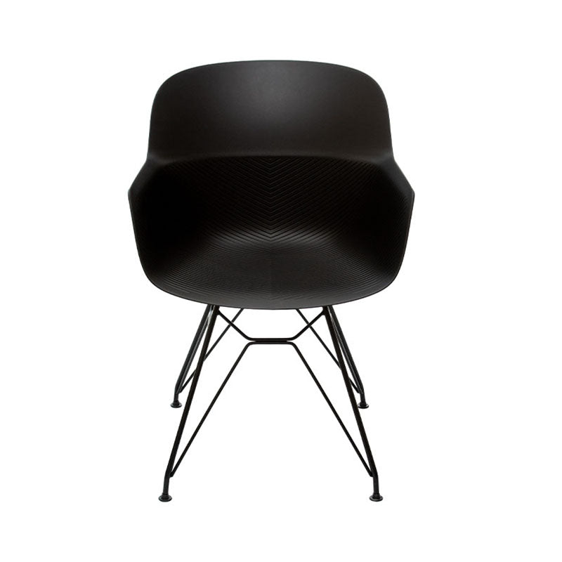 Modern Minimalist PP &amp; Steel Armrest Dining Chairs - Ergonomic Curved Back, Textured Seat, 4-Piece Set