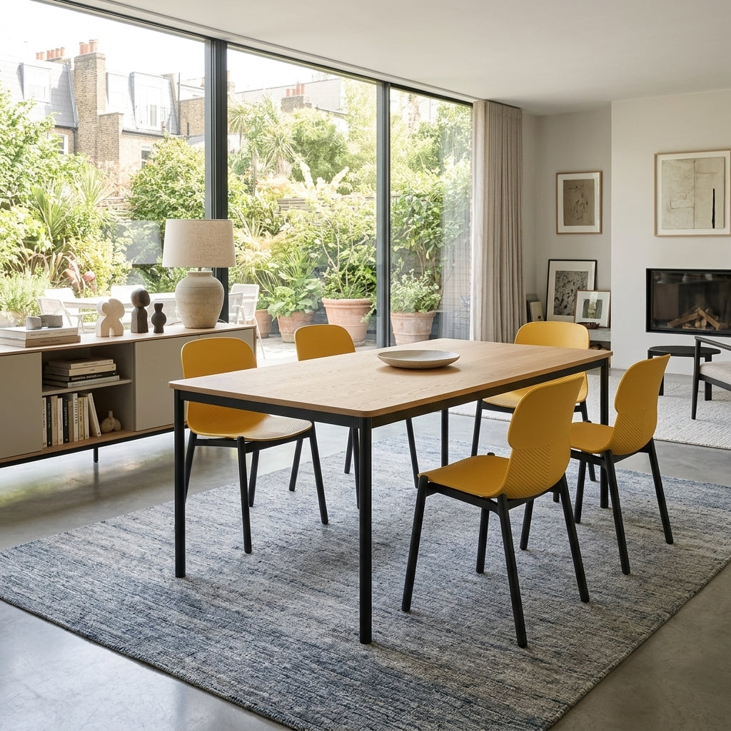Modern Minimalist PP Dining Chair With Ergonomic Curved Back &amp; Steel Legs - Simple Side Chair For Dining Room, Kitchen &amp; Home Office