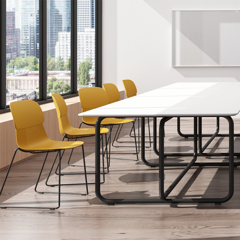 Modern Minimalist PP Dining Chair With Ergonomic Curved Back &amp; Steel Legs - Textured Side Chair For Dining Room, Kitchen &amp; Home Office