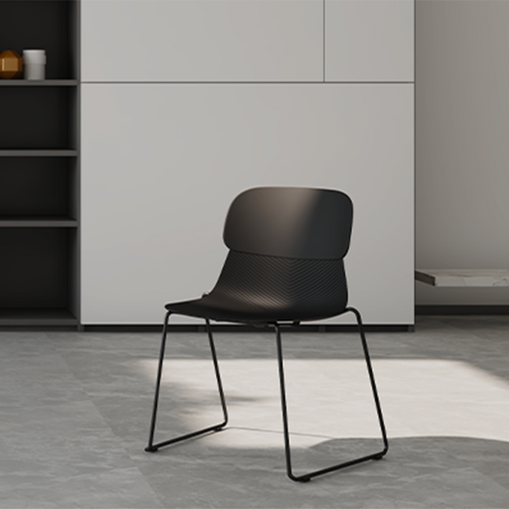 Modern Minimalist PP Dining Chair With Ergonomic Curved Back &amp; Steel Legs - Textured Side Chair For Dining Room, Kitchen &amp; Home Office