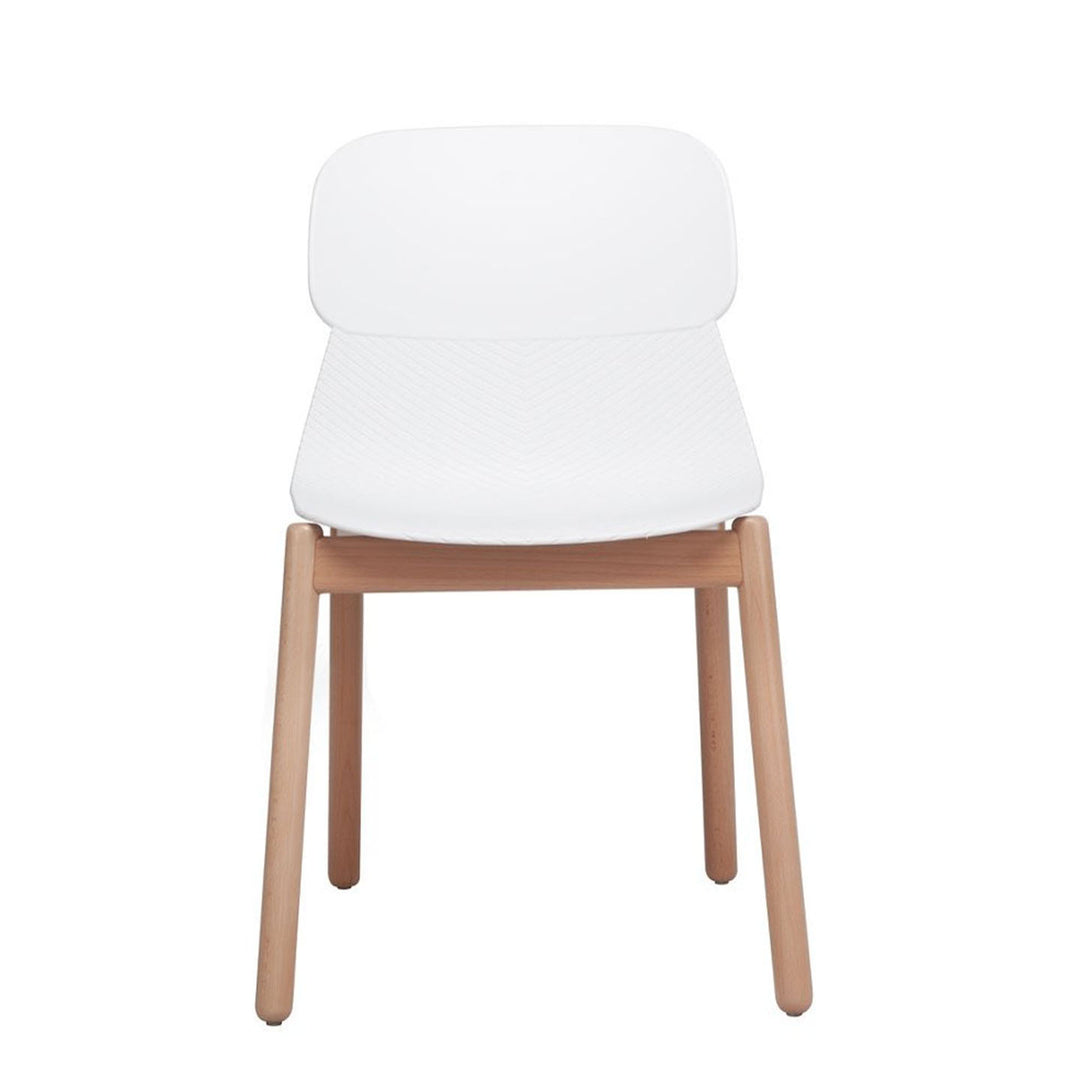 Modern Minimalist PP Dining Chair With Ergonomic Curved Back &amp; Solid Beech Wood Legs - Textured Side Chair For Dining Room, Kitchen &amp; Home Office