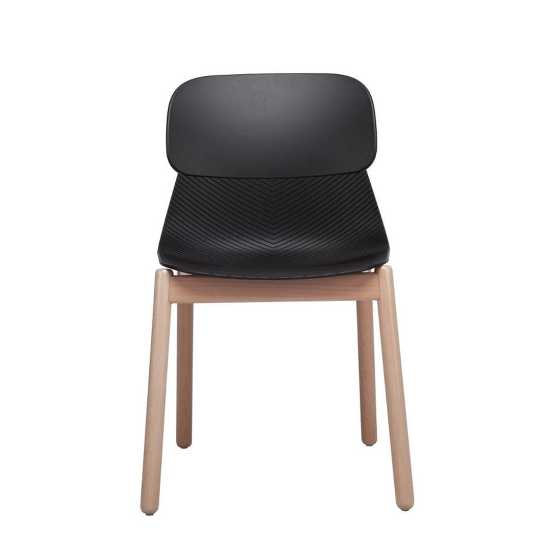 Modern Minimalist PP Dining Chair With Ergonomic Curved Back &amp; Solid Beech Wood Legs - Textured Side Chair For Dining Room, Kitchen &amp; Home Office