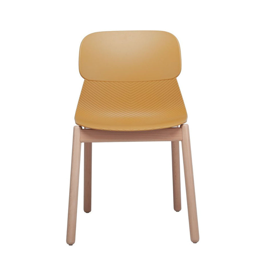 Modern Minimalist PP Dining Chair With Ergonomic Curved Back &amp; Solid Beech Wood Legs - Textured Side Chair For Dining Room, Kitchen &amp; Home Office