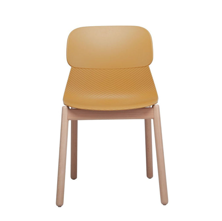 Modern Minimalist PP Dining Chair With Ergonomic Curved Back &amp; Solid Beech Wood Legs - Textured Side Chair For Dining Room, Kitchen &amp; Home Office