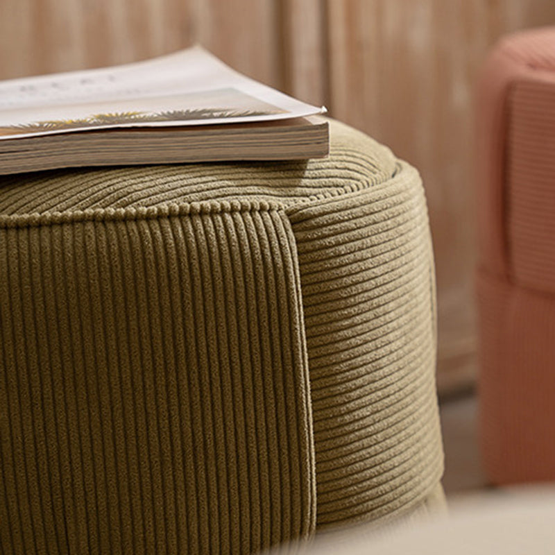 Modern Minimalist Solid Wood Corduroy Cylindrical Ottoman Low Stool For Living Room And Entryway