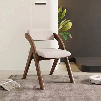 Modern Minimalist Square Rounded Corner Solid Wood Cotton Linen Sponge Foldable Dining Chair Backrest For Dining Room