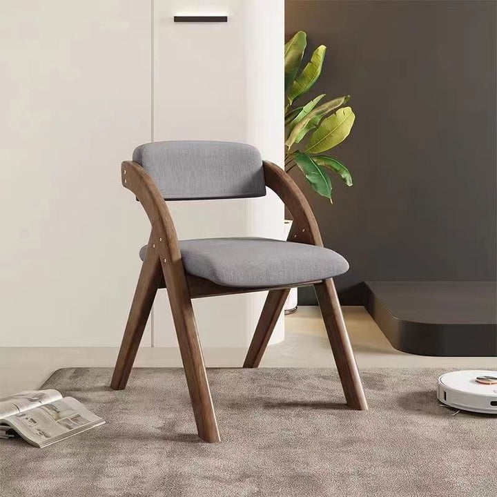 Modern Minimalist Square Rounded Corner Solid Wood Cotton Linen Sponge Foldable Dining Chair Backrest For Dining Room