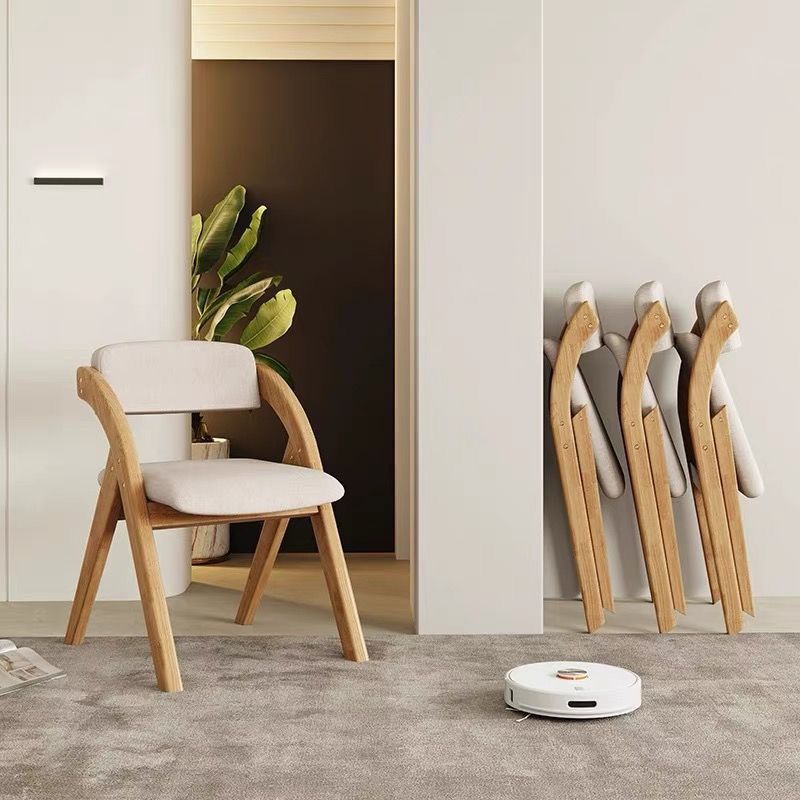 Modern Minimalist Square Rounded Corner Solid Wood Cotton Linen Sponge Foldable Dining Chair Backrest For Dining Room