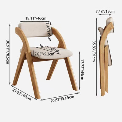 Modern Minimalist Square Rounded Corner Solid Wood Cotton Linen Sponge Foldable Dining Chair Backrest For Dining Room
