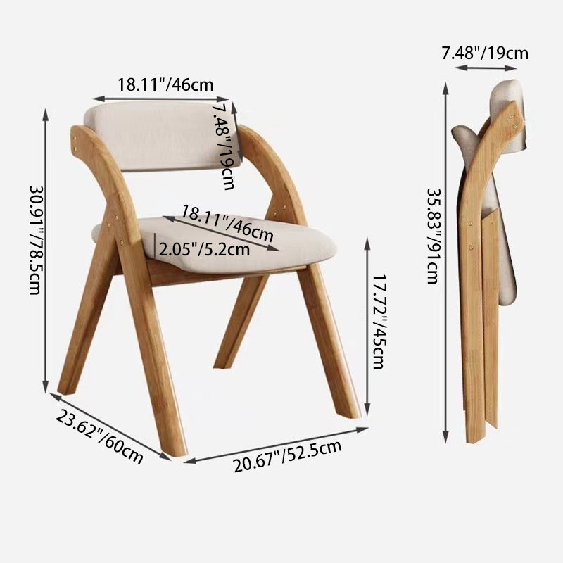 Modern Minimalist Square Rounded Corner Solid Wood Cotton Linen Sponge Foldable Dining Chair Backrest For Dining Room