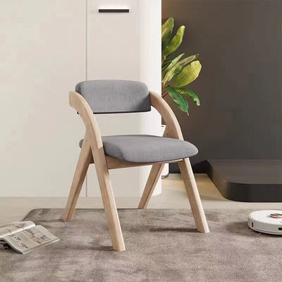 Modern Minimalist Square Rounded Corner Solid Wood Cotton Linen Sponge Foldable Dining Chair Backrest For Dining Room