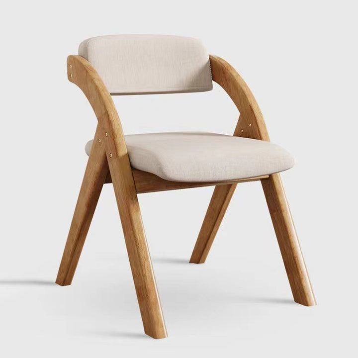 Modern Minimalist Square Rounded Corner Solid Wood Cotton Linen Sponge Foldable Dining Chair Backrest For Dining Room