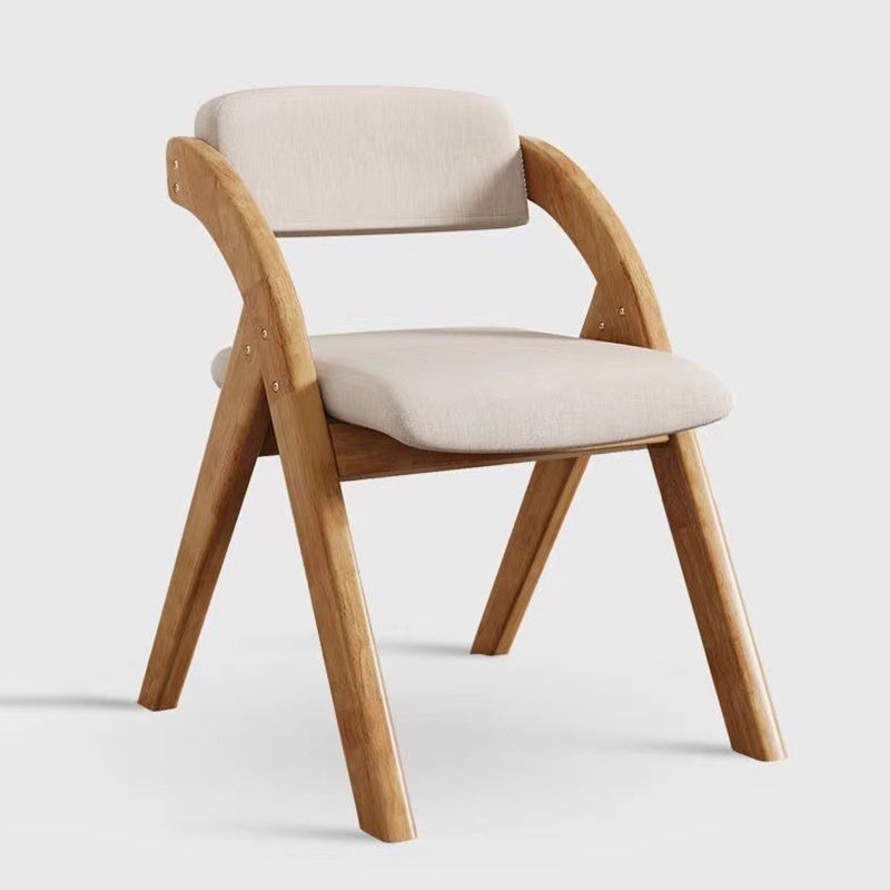 Modern Minimalist Square Rounded Corner Solid Wood Cotton Linen Sponge Foldable Dining Chair Backrest For Dining Room
