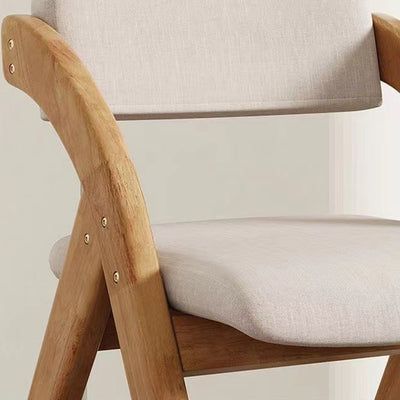 Modern Minimalist Square Rounded Corner Solid Wood Cotton Linen Sponge Foldable Dining Chair Backrest For Dining Room
