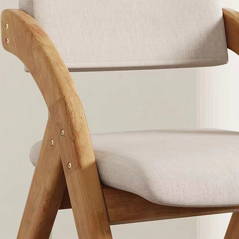 Modern Minimalist Square Rounded Corner Solid Wood Cotton Linen Sponge Foldable Dining Chair Backrest For Dining Room