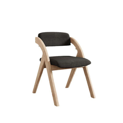 Modern Minimalist Square Rounded Corner Solid Wood Cotton Linen Sponge Foldable Dining Chair Backrest For Dining Room