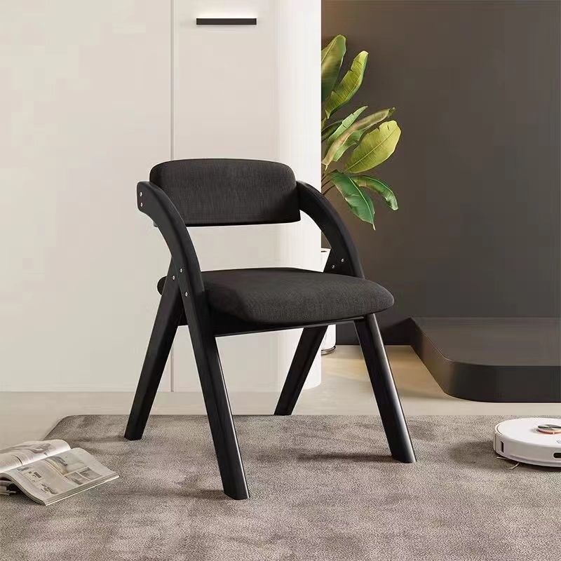 Modern Minimalist Square Rounded Corner Solid Wood Cotton Linen Sponge Foldable Dining Chair Backrest For Dining Room