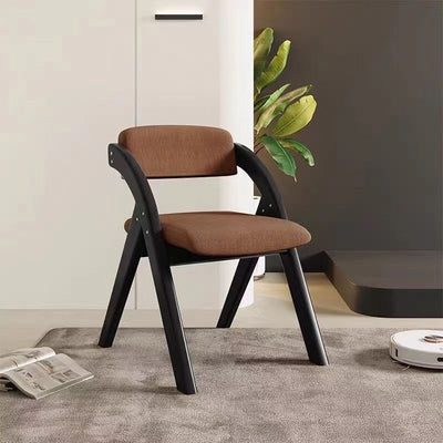 Modern Minimalist Square Rounded Corner Solid Wood Cotton Linen Sponge Foldable Dining Chair Backrest For Dining Room