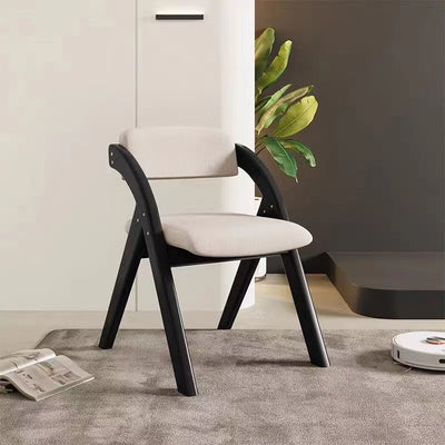 Modern Minimalist Square Rounded Corner Solid Wood Cotton Linen Sponge Foldable Dining Chair Backrest For Dining Room