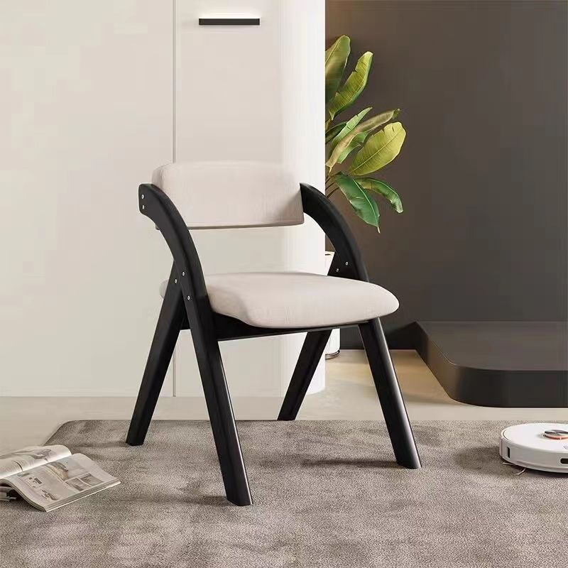 Modern Minimalist Square Rounded Corner Solid Wood Cotton Linen Sponge Foldable Dining Chair Backrest For Dining Room