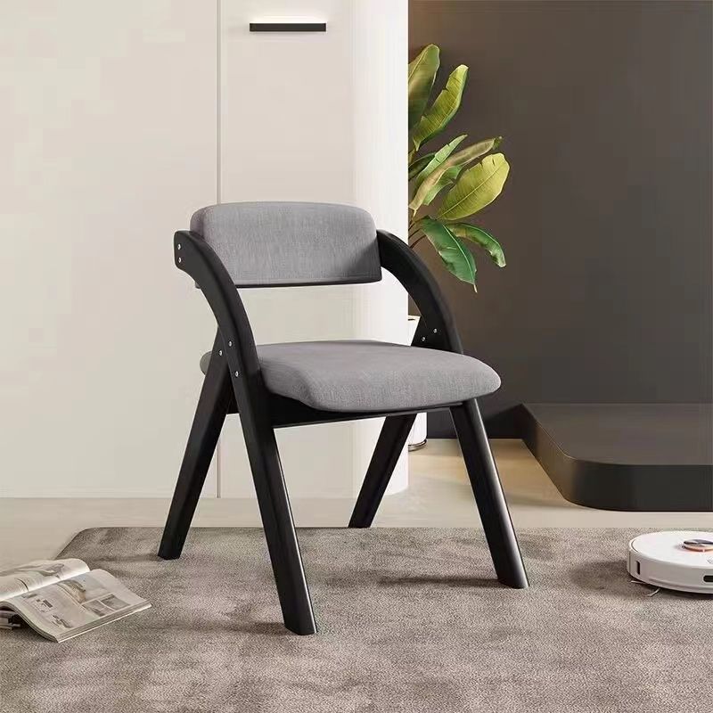 Modern Minimalist Square Rounded Corner Solid Wood Cotton Linen Sponge Foldable Dining Chair Backrest For Dining Room