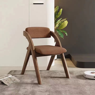 Modern Minimalist Square Rounded Corner Solid Wood Cotton Linen Sponge Foldable Dining Chair Backrest For Dining Room