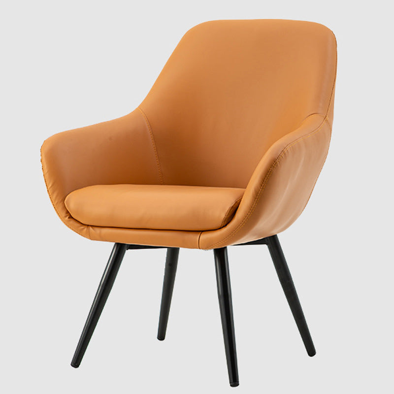 Modern Minimalist Wrap-Style Solid Wood Iron Velvet PU Leather Accent Chair With Backrest For Living Room