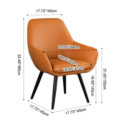 Modern Minimalist Wrap-Style Solid Wood Iron Velvet PU Leather Accent Chair With Backrest For Living Room