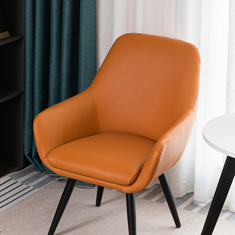 Modern Minimalist Wrap-Style Solid Wood Iron Velvet PU Leather Accent Chair With Backrest For Living Room