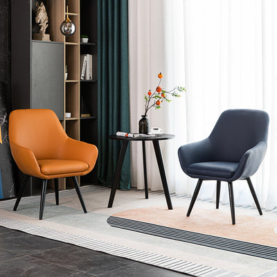 Modern Minimalist Wrap-Style Solid Wood Iron Velvet PU Leather Accent Chair With Backrest For Living Room