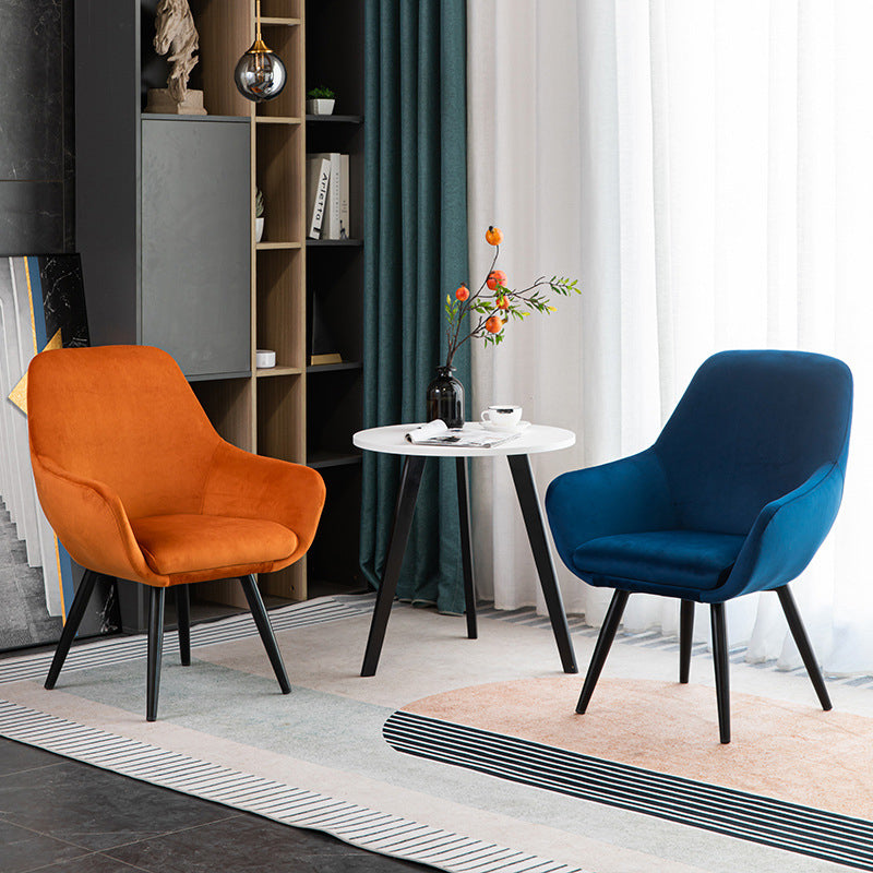 Modern Minimalist Wrap-Style Solid Wood Iron Velvet PU Leather Accent Chair With Backrest For Living Room